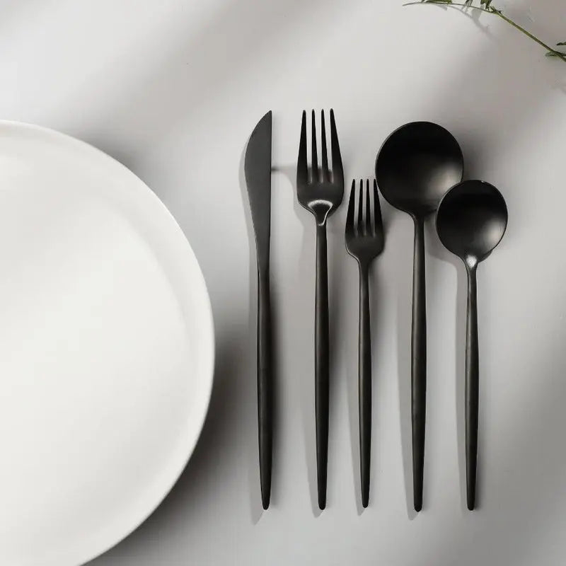 Top view of SleekSet cutlery collection neatly arranged on a table setting - 4