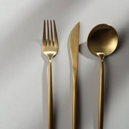 Top view of SleekSet cutlery collection neatly arranged on a table setting