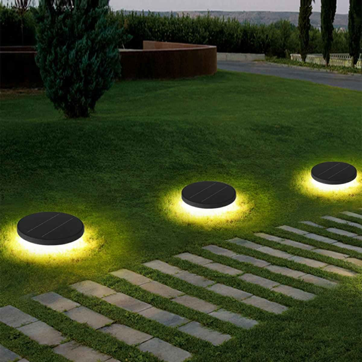 Solar Led Circular Shape Luminous Waterproof Embedded Ground Lights