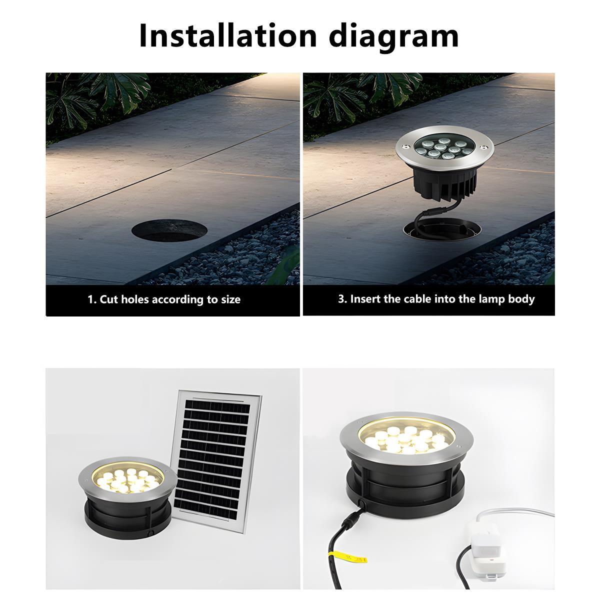 Solar Low Voltage Outdoor LED In Ground Landscape Lights Wall Washer
