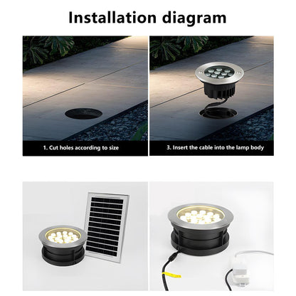 Solar Low Voltage Outdoor LED In Ground Landscape Lights Wall Washer