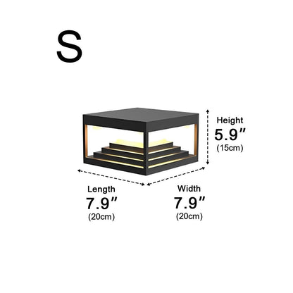 Minimalist Waterproof Pyramid Tower Square Steps LED Black Modern Light
