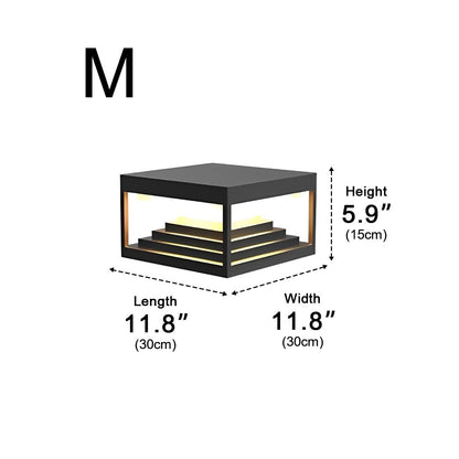 Minimalist Waterproof Pyramid Tower Square Steps LED Black Modern Light