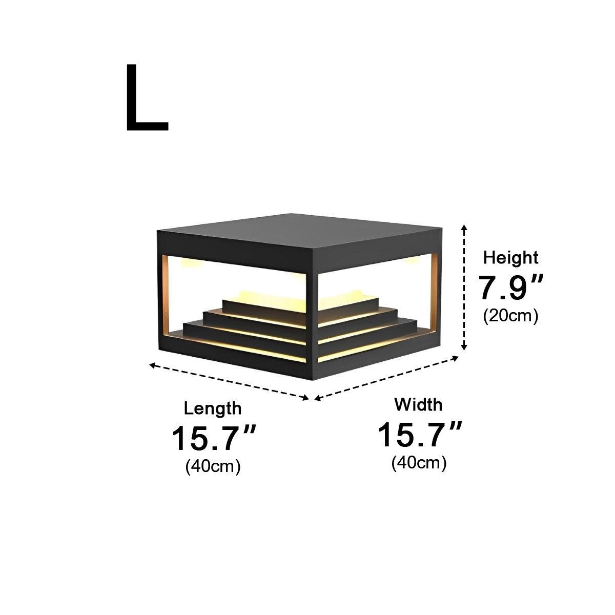 Minimalist Waterproof Pyramid Tower Square Steps LED Black Modern Light