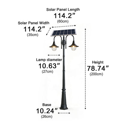 Solar Vintage Waterproof Flared LED Outdoor Pathway Pole Lights