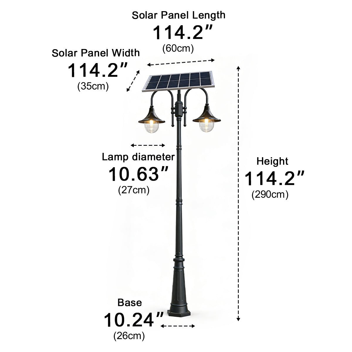 Solar Vintage Waterproof Flared LED Outdoor Pathway Pole Lights