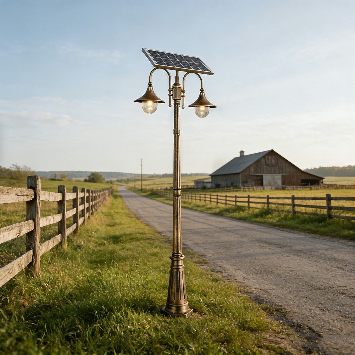 Solar Vintage Waterproof Flared LED Outdoor Pathway Pole Lights