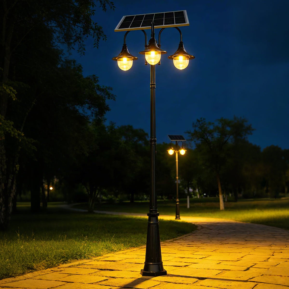Solar Vintage Waterproof Flared LED Outdoor Pathway Pole Lights