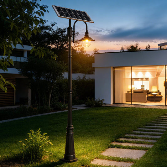 Solar Vintage Waterproof Flared LED Outdoor Pathway Pole Lights