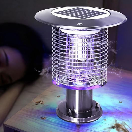 Solar Waterproof LED Outdoor Mosquito Bug Zapper Killer Post light Rechargeable