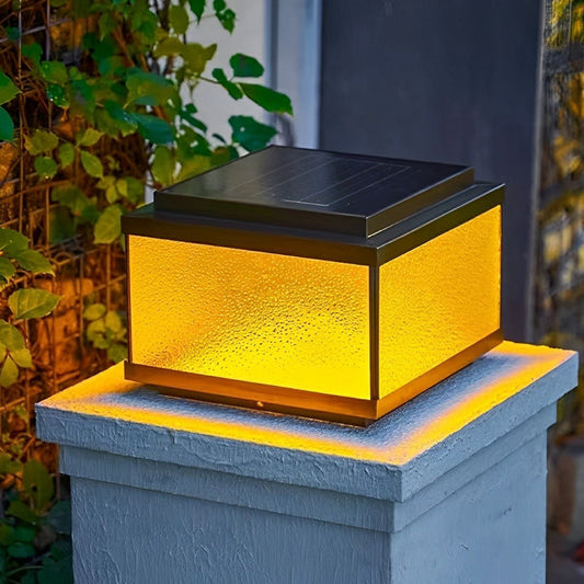 Solar Waterproof Square Vintage Copper LED Outdoor Post Light