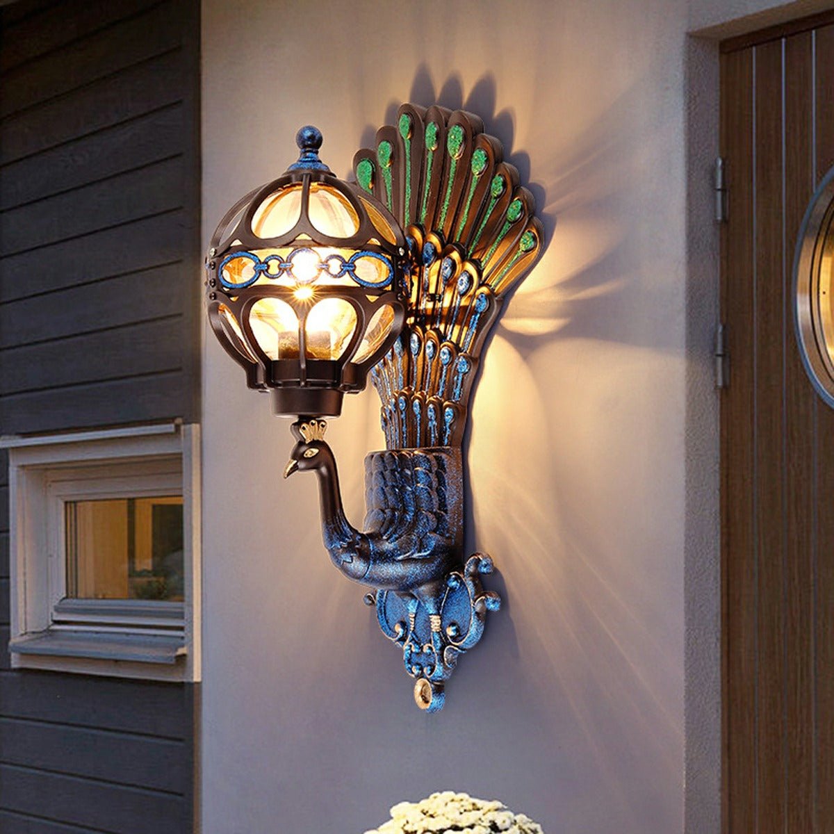 Waterproof Vintage Peacock Outdoor LED Porch Wall Lights