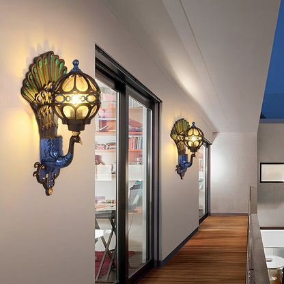 Waterproof Vintage Peacock Outdoor LED Porch Wall Lights