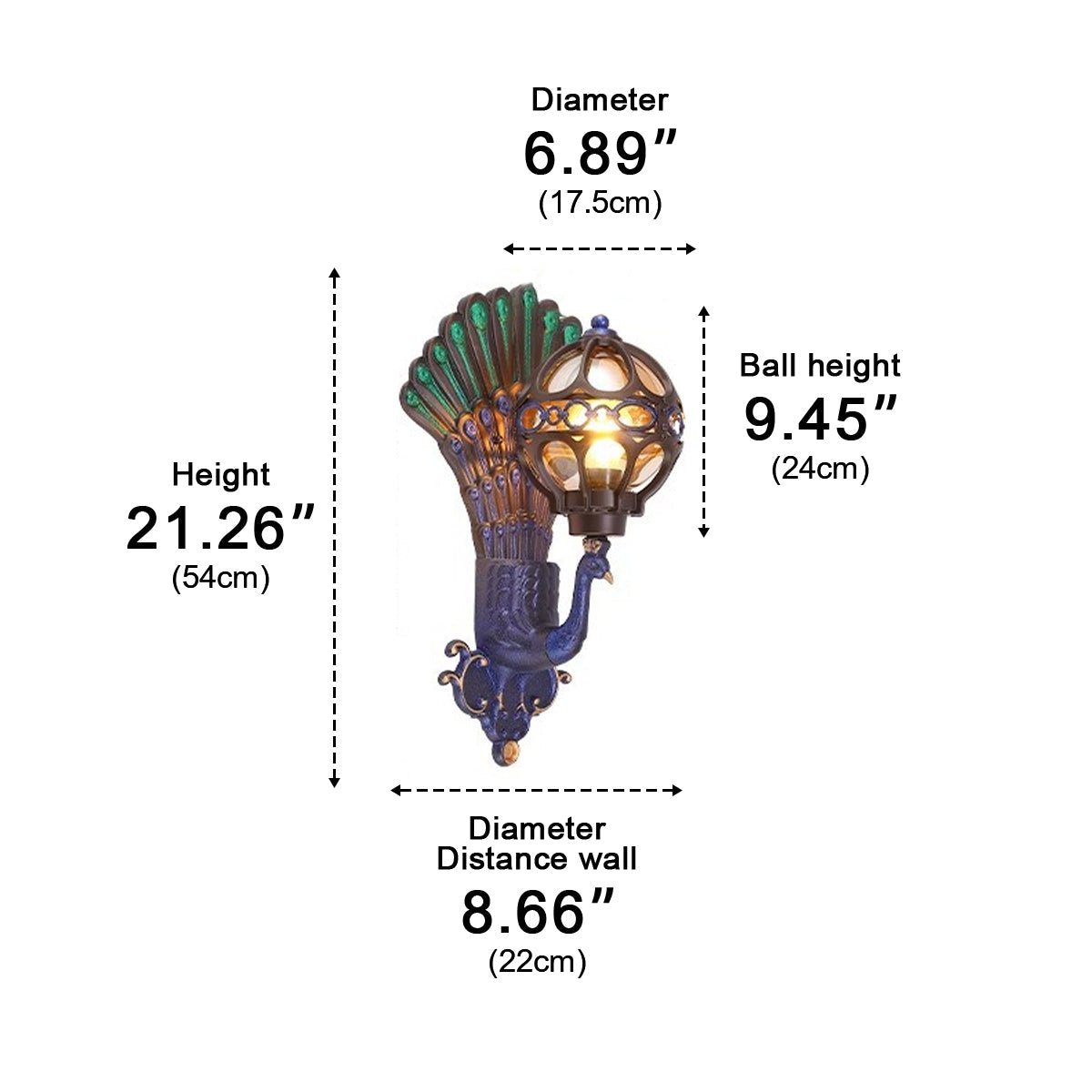 Waterproof Vintage Peacock Outdoor LED Porch Wall Lights