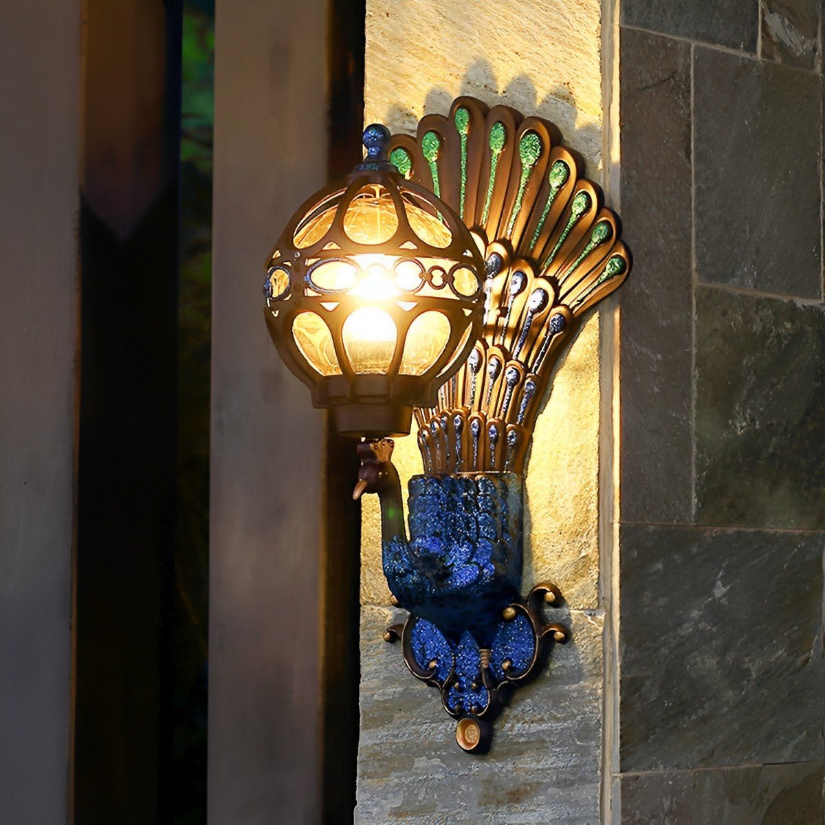Waterproof Vintage Peacock Outdoor LED Porch Wall Lights