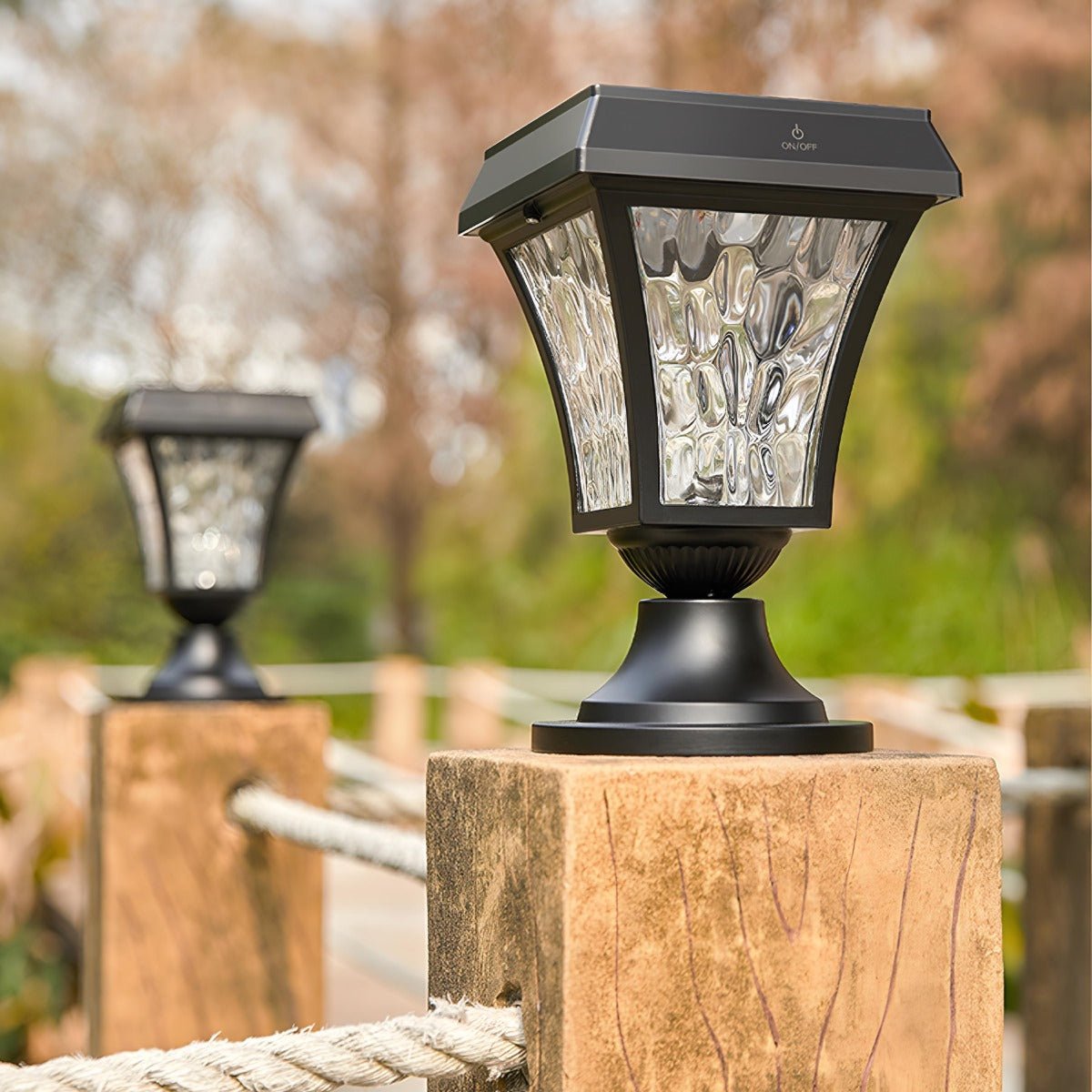 Solar Waterproof Water Wave Lampshade LED Outdoor Post Lights