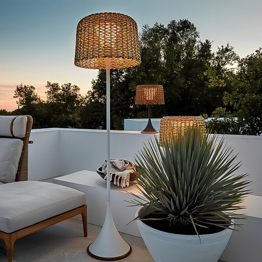 Waterproof Weave Shade LED Outdoor Floor Lamp