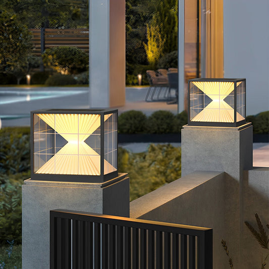 Square Creative Hourglass Shape LED Waterproof Fence Post Caps Light