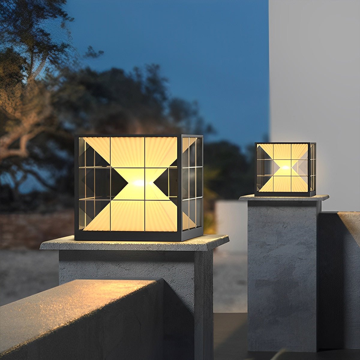 Square Creative Hourglass Shape LED Waterproof Fence Post Caps Light