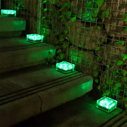 Square Creative Ice Brick LED Waterproof Smart Solar Outdoor Lawn Lights
