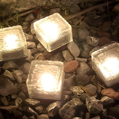 Square Creative Ice Brick LED Waterproof Smart Solar Outdoor Lawn Lights