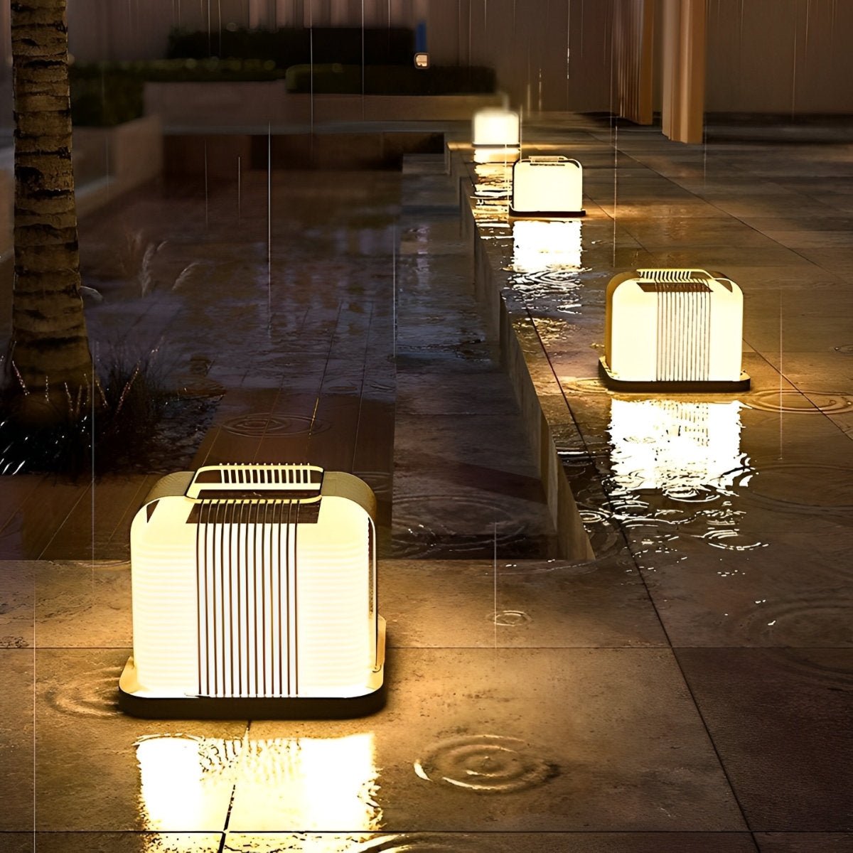 Square Creative LED Waterproof PE Shade Modern Fence Post Lights