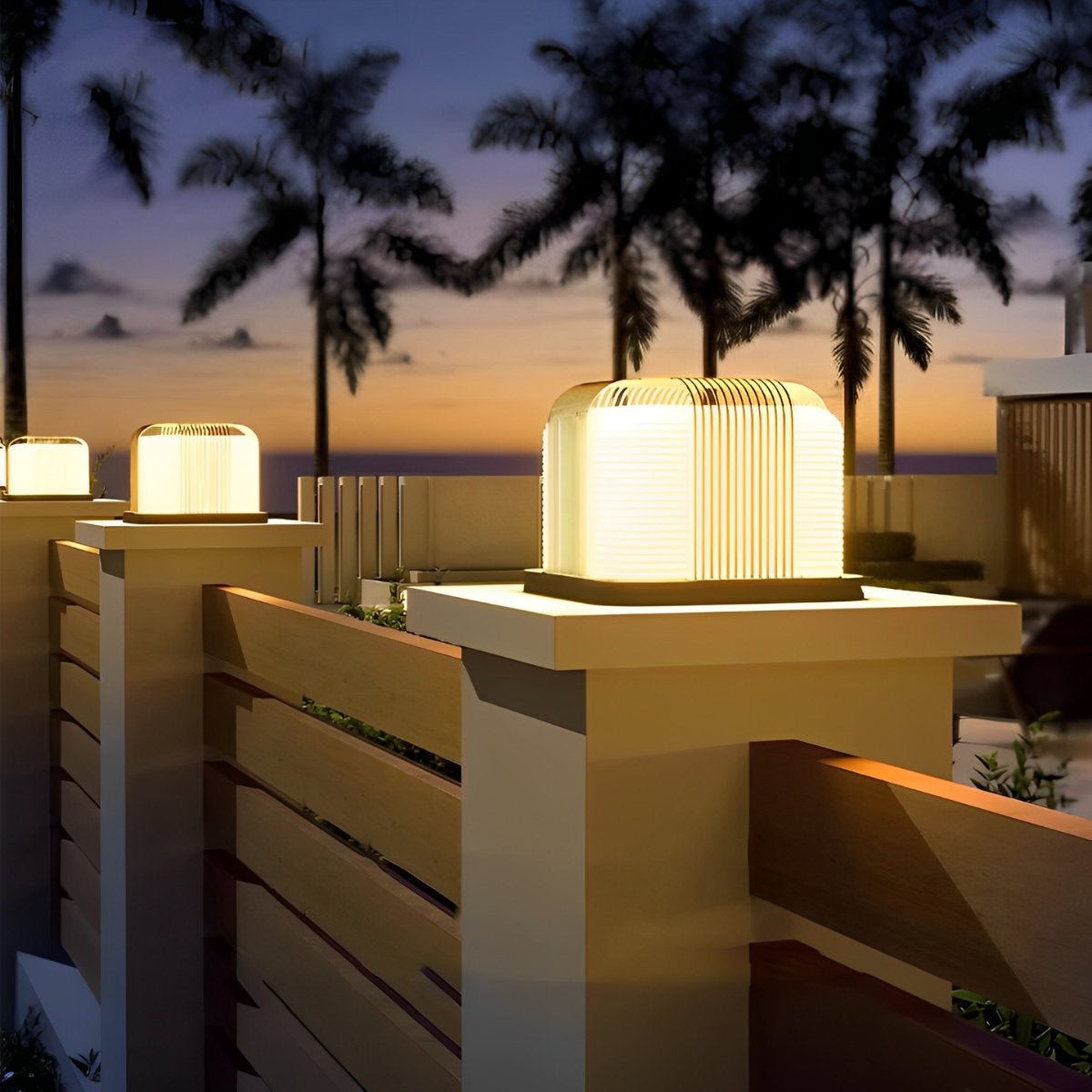 Square Creative LED Waterproof PE Shade Modern Fence Post Lights