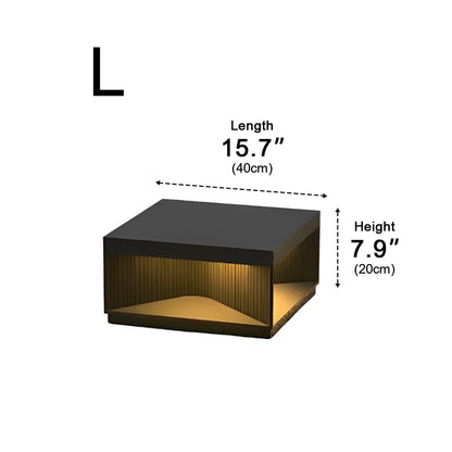 Square Cube Metal Striped LED Waterproof Black Fence Post Light