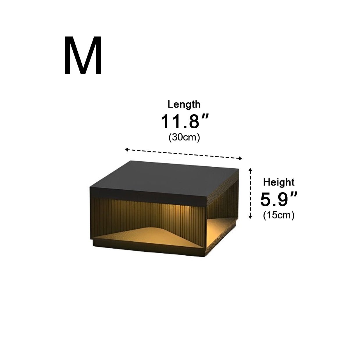 Square Cube Metal Striped LED Waterproof Black Fence Post Light