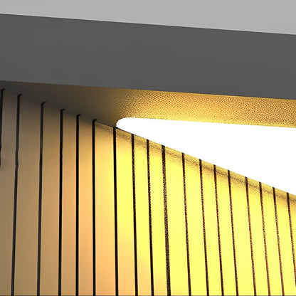 Square Cube Metal Striped LED Waterproof Black Fence Post Light