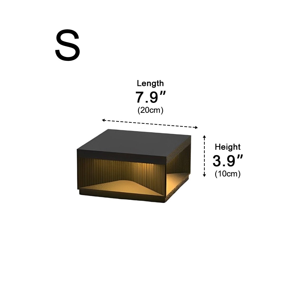 Square Cube Metal Striped LED Waterproof Black Fence Post Light