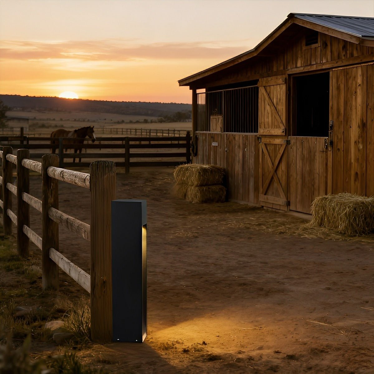 Square LED Waterproof Black Modern Pathway Walkway Lights Outdoor Lantern Lamp