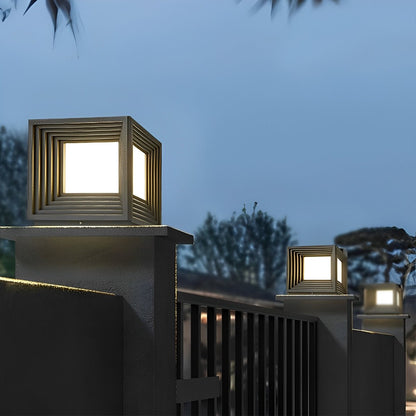 Square Loop Creative Waterproof LED Black Modern Post Caps Lights Stainless Steel