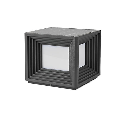 Square Loop Creative Waterproof LED Black Modern Post Caps Lights Stainless Steel