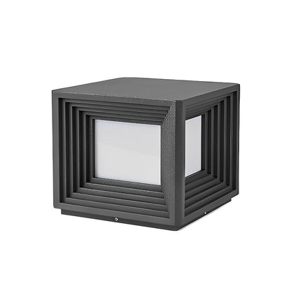 Square Loop Creative Waterproof LED Black Modern Post Caps Lights Stainless Steel