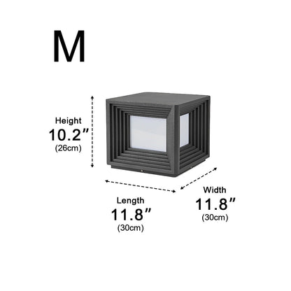 Square Loop Creative Waterproof LED Black Modern Post Caps Lights Stainless Steel