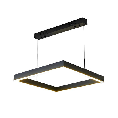 Square Minimalist Dimmable LED Black Modern Chandelier with Remote Control