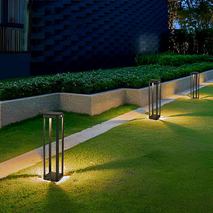 Square Minimalist Waterproof Stainless Steel Black Pathway Lights
