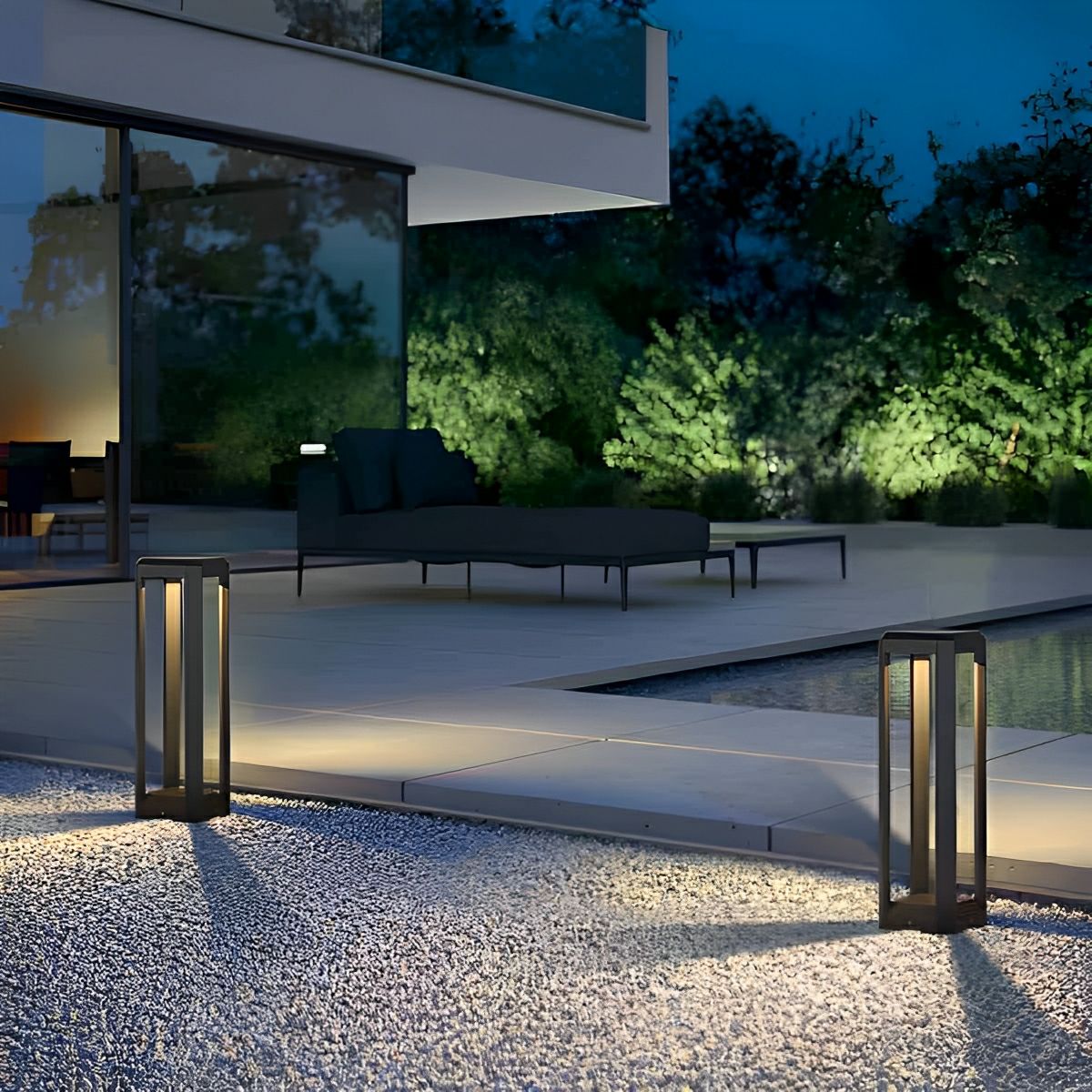Square Minimalist Waterproof Stainless Steel Black Pathway Lights
