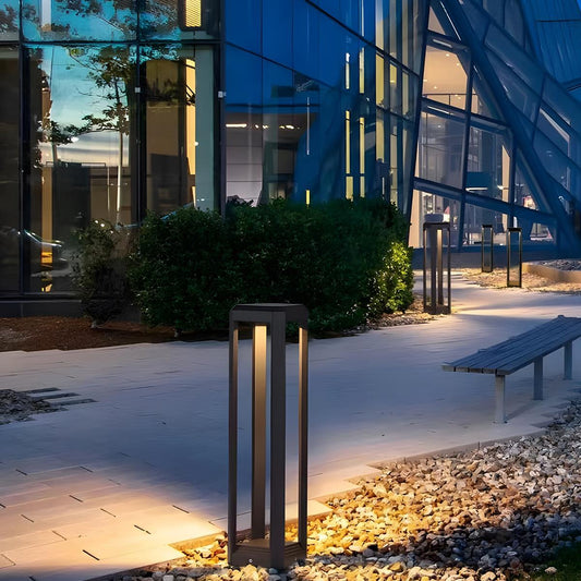 Square Minimalist Waterproof Stainless Steel Black Pathway Lights