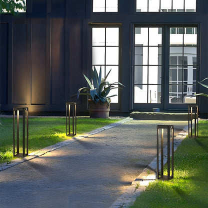 Square Minimalist Waterproof Stainless Steel Black Pathway Lights