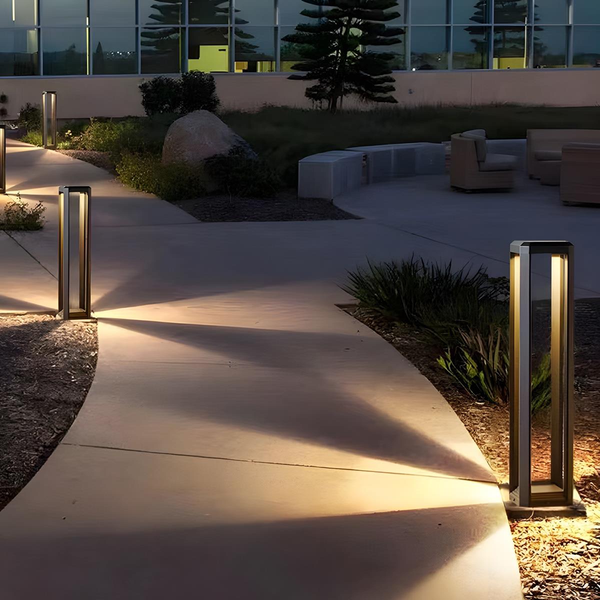 Square Minimalist Waterproof Stainless Steel Black Pathway Lights