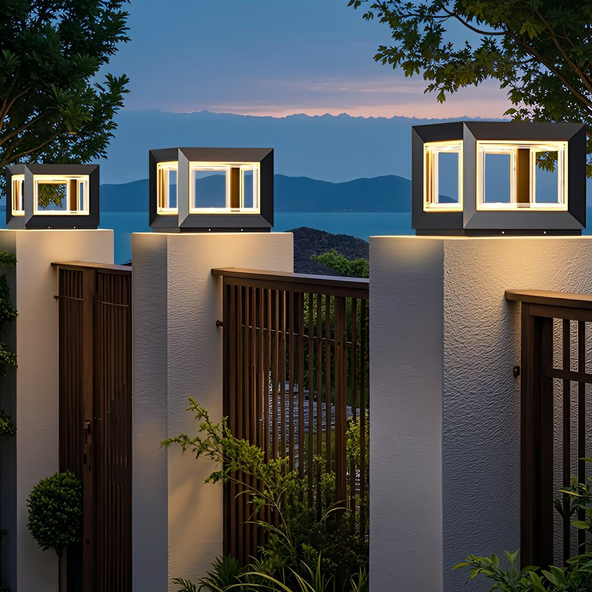 Square Modern Stainless Steel Waterproof LED Outdoor Post Lights