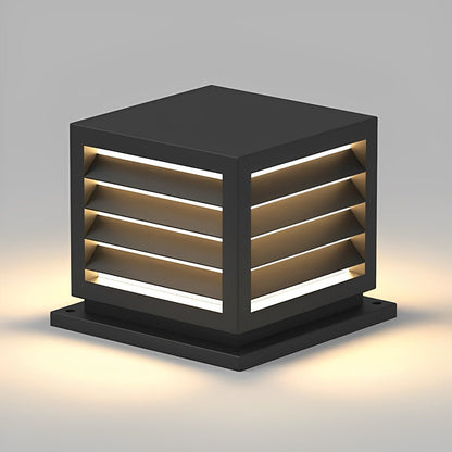 Square Outdoor Post Cap Lights Black Stripe LED Post Solar Light