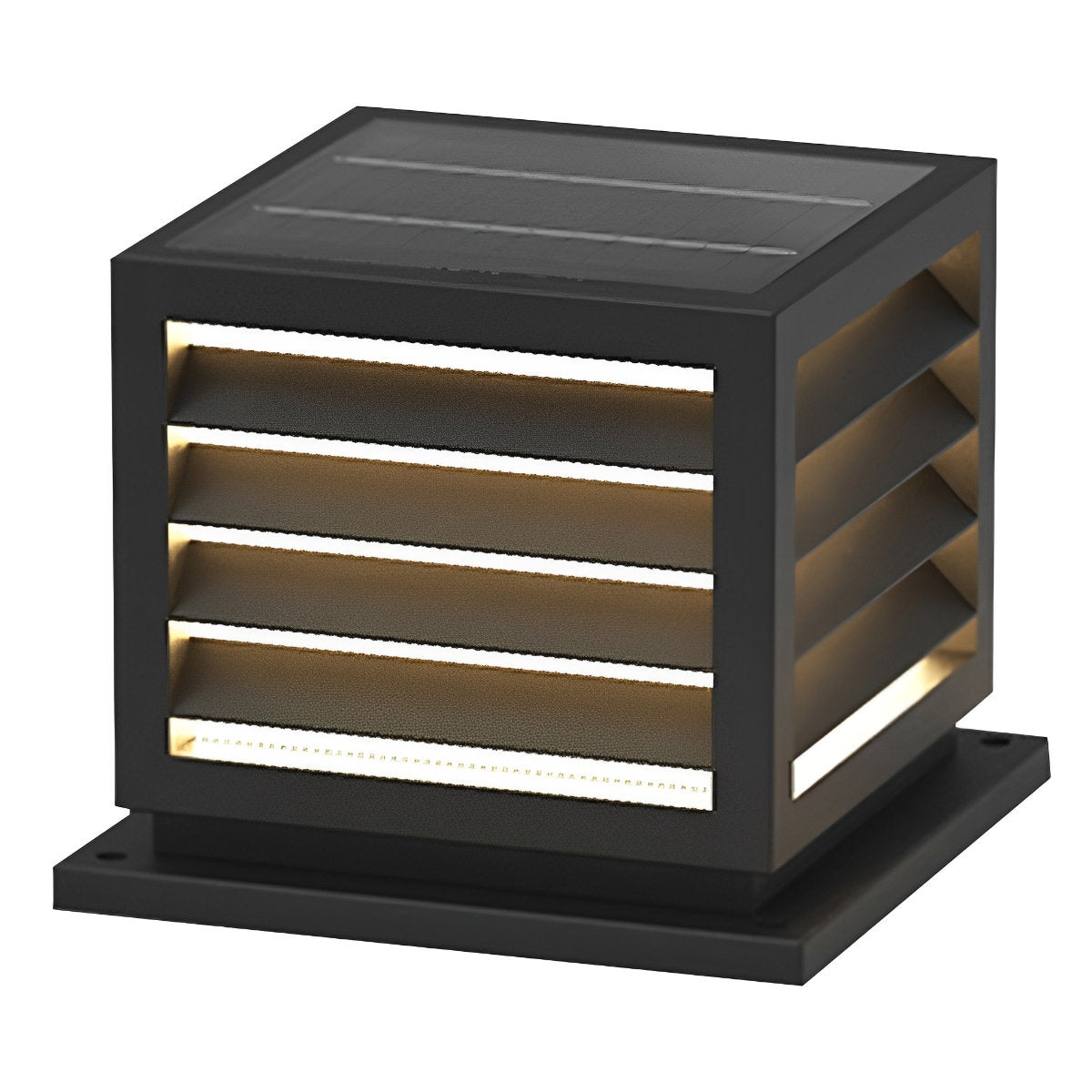 Square Outdoor Post Cap Lights Black Stripe LED Post Solar Light