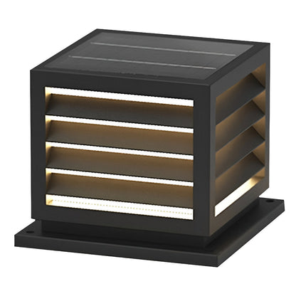 Square Outdoor Post Cap Lights Black Stripe LED Post Solar Light