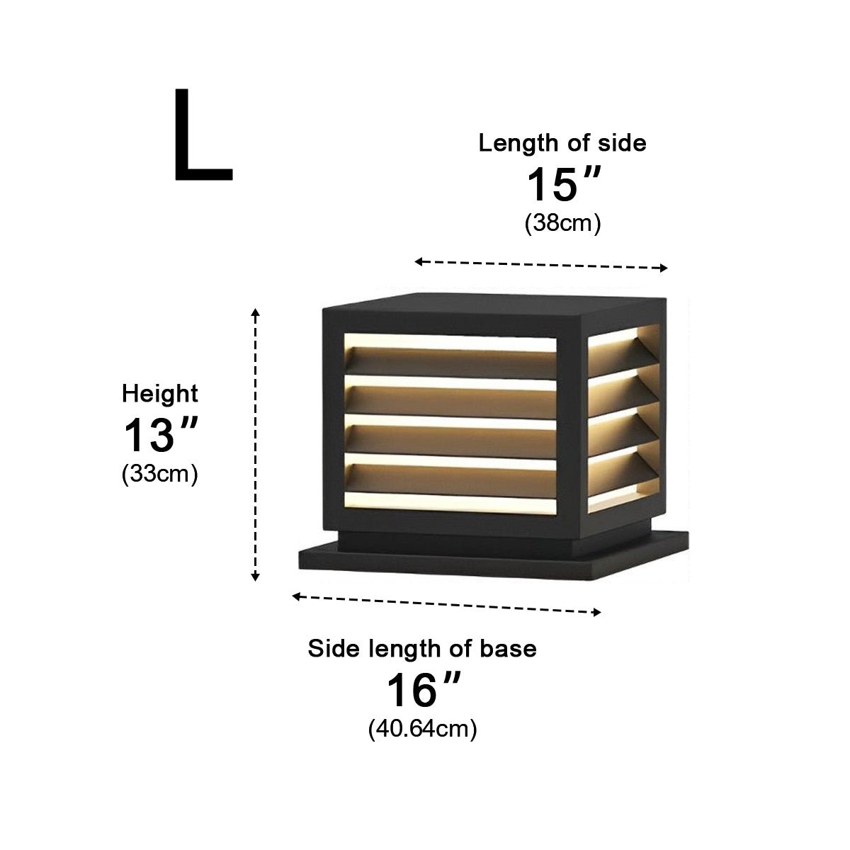 Square Outdoor Post Cap Lights Black Stripe LED Post Solar Light