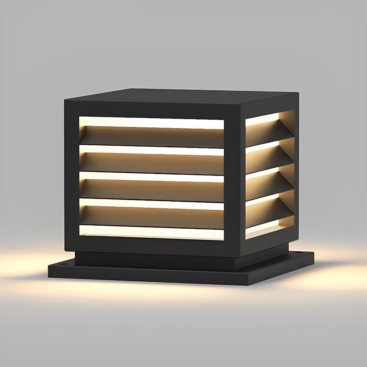 Square Outdoor Post Cap Lights Black Stripe LED Post Solar Light