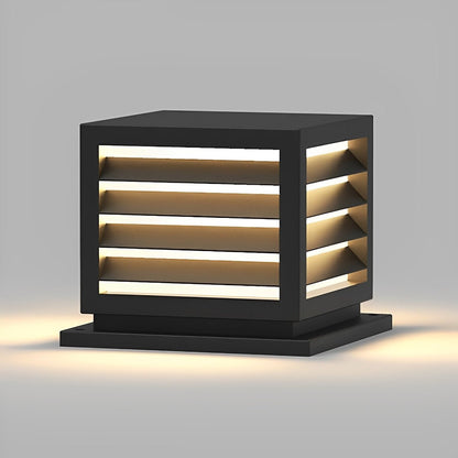 Square Outdoor Post Cap Lights Black Stripe LED Post Solar Light