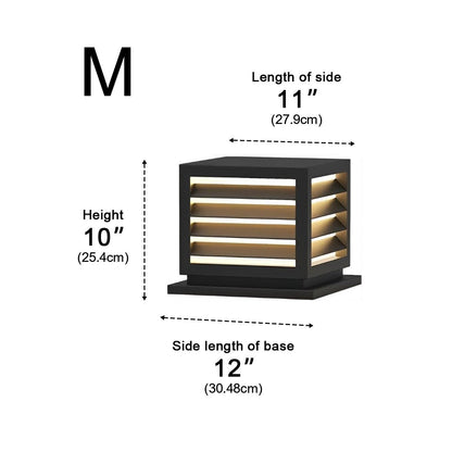 Square Outdoor Post Cap Lights Black Stripe LED Post Solar Light